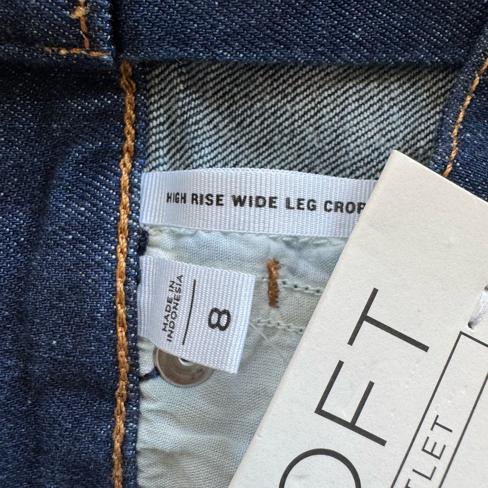 Loft Outlet Pintucked High Rise Wide Leg Crop Jeans in Dark Wash NWT 8 - Picture 7 of 13